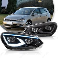 Vland LED Dual Beam Projector Black Headlight Assembly Aftermarket Replacement For 08-14 VW Golf Mk6 Facelift Upgrade Plug And P