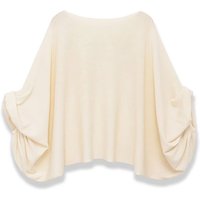 TFAFXY 2026 Spring Casual Women Knit Solid Long Sleeve Chic Beige Bat Sleeve Loose Fashion Sweater