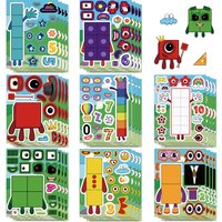 8/16/24 SHEETS Digital Building Cute Puzzle Stickers Cartoon Building Stationery Decor DIY Face Stickers