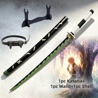 40inch Demon Slayer Shinazugawa Sanemi Katana Stand Set Anime Cosplay Prop Sword Ninja Knife Blade 1:1 Scale Plastic Toy Gift
