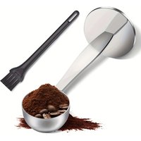 2-in-1 Stainless Steel Coffee Scoop with Brush, Multi Function Dual-Purpose Coffee Spoon Coffee Tools for Measuring and Tamping