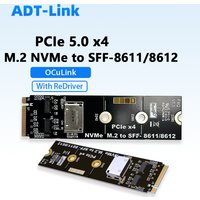 PCIE 5.0 X4 External Graphics Card eGPU F4Q M.2 Nvme To OCuLink SFF-8612 8611 Female Card Adapter Board + ReDriver Chip Gen5 x4