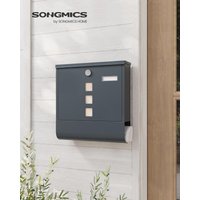 SONGMICS GMB120G01 Wall-Mounted Post Box with Lock with Rotating Lid, Viewing Window, Name Holder, Newspaper Compartment