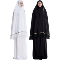 Muslim Women Burqa Dress Two-piece Suit Ethnic Lady Hijab Abaya Suit Ramadan Eid Prayer Garment