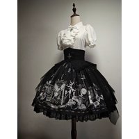 Butterfly Shadow - Halloween Gothic Lolita Fishbone Skirt & Shirt, Butterfly Print by Moon Eclipse PRE ORDER / 3 months