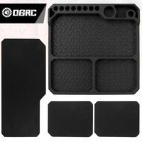 OGRC Silicone Tool Tray, RC Parts Organizer RC Screw Storage Plate Screw Holder Mat (160×160mm) - Red/Black