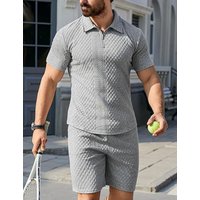 Hawaiian Casual Suit Men's Casual Suit Jacquard Shorts And Lapel Polo Shirt Casual Two-piece Set Breathable And Comfortable