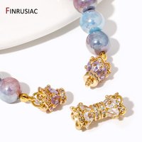 18K Gold Plated Cubic Zirconia Screw Buckle Clasps Flower Shaped Double Head Connector Clasps For DIY Jewelry Making Accessories