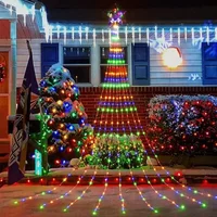 198 LED Star Waterfall Lights Indoor/Outdoor Christmas String Lights for Xmas Tree Ornaments Home Decor Navidad Gifts New year