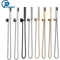 POIQIHY Golden Handshower Head 150cm stainless steel Shower Hose Plastic Bracket Shower Faucet Head Wall Mounted Faucet Accessor