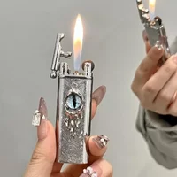 New High end retro grinding wheel lighter, metal open flame portable lighter, cigarette accessories light luxury gift for women