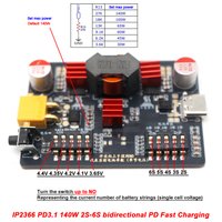PD3.1 140W 2S-6S bidirectional PD Fast Charging 3S 4S 5S Lithium Battery Li-ion Lifepo4 BMS charger Discharger power bank module