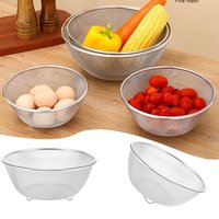 Stainless Steel Colander Strainer Basket Rice Vegetable Fruits Clean Fine Sieve Drain Basket Kitchen Perforated Mesh Colander