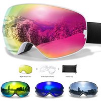 Anti-Fog SKI Goggles Snowboard Goggles UV400 with Night Vison Lens Men Women Teen Best Gift for Christmas and New Year