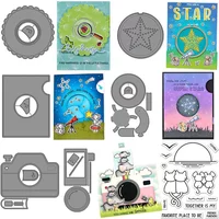 Magic Iris Camera Pull Tab Bundles Clear Stamps And Metal Cutting Dies For DIY Craft Making Card Photo Scrapbooking Decoration
