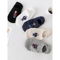 Ladies' Shallow Mouth Cute Teddy Bear Cartoon Shallow Mouth Socks, Summer Thin Anime Boat Socks