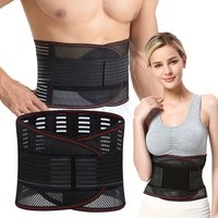Compression Waist Support Belt with 5 Reinforced Support Plates, Breathable Mesh Back Support, And Adjustable Elastic Compressio
