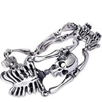 37mm Heavy Punk Gothic Gold Color Stainless Steel Body Skull Bracelet Men Hiphop Hiphop Shiny Biker Chain Bracelets Jewelry