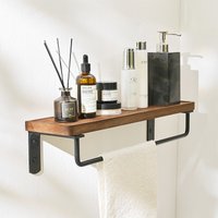 Walnut Bathroom Shelf With Rod Black Aluminium Wall Mounted Shower Storage Rack Shampoo Storage Organizer Rack Holder Towel Rack