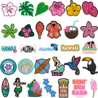 1/30pcs PVC Hawaii Summer Vacation Shoe Charms Flamingos Flower Shoe Decorations Pins for Women Men Kids Sandal Accessories Gift