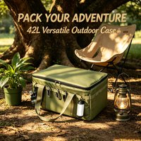 Water Resistant Army Green Tactical Storage Bag 42L Inner Thermal Insulation Foldable Layout Portable Camping Outdoor Organizer