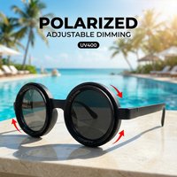 Steampunk ND9 Adjustable Dimming Polarized Sunglasses Men Small Frame Round Punk Drive Fishing Sun Glasses For Male Shades