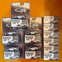 Original auf Lager 1:64 MINIGT # 853 Mini-Sportfahrzeug aus Zinkguss, weiß-blau lackiert, Hobby-Sammlung, Dekoration, Auto-Spielzeug