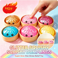 Oversized Glitter Dumpling with Steamer Bun Squeezable Toys Soft Slow Rebound Sensory Relief Anxiety Fidget Stress Ball Gifts