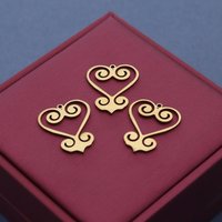 3pcs Vintage Swirl Heart Charms Stainless Steel Pendant, Gold Tone Love Jewelry Making Accessories for DIY Crafts Bulk