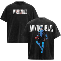 Animation Invincible Mark Grayson Washed T-shirt Men Women Summer Cotton Clothing Fashion Oversize Short Sleeved Tee Streetwear