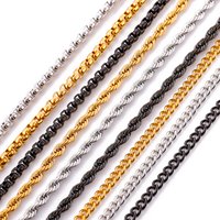 3pcs Stainless Steel Chain Necklace For Men Women Cuban Link Chain Punk 18K PVD Plated Collar Necklace Jewelry Gift Wholesale