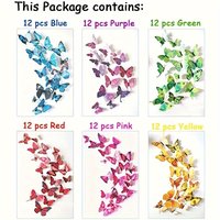 72pcs PVC Butterfly Wall Stickers Wedding Party Butterflies Room Decoration