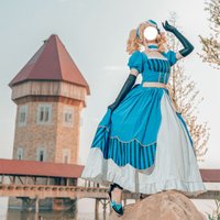 Unisex Anime Black Butler Elizabeth Coaplay Wig Blue Dress Ethel Cordelia Midford Costumes Halloween Ball Party Sets Girl Suits