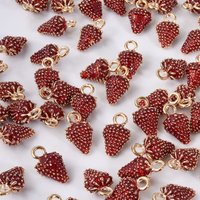 10pcs Cute Strawberry Pendant Charm Enamel Charms For Jewelry Making Supplies Fruit Accessories Handmade Materials DIY Breloque