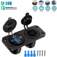 12V-24V USB Socket Panel Quick Charge 150W QC3.0 Socket Outlet Waterproof Cigarette Lighter Adapter for Car Boat RV Motorcycle