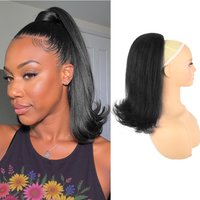 16 Straight Drawstring Ponytail Extension for Black Women Tail Warping Pony tail Hair Extainson Natural Black Ponytail Synthetic
