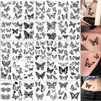 35pcs Black Butterfly Pattern Tattoo Stickers Y2k Waterproof Butterflies Temporary Tattoo Wrist/Hand/Body Sexy Tattoo Stickers