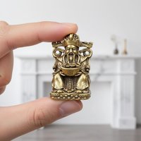 1Pcs Pure Brass Wealth Miniature Feng Shui Statue Lucky Ornament Home Office Living Room Table Display Decoration