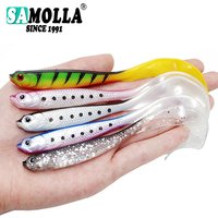 4pcs/lot Soft Worm Baits, Long Tail Bass Baits, Lifelike Fishing Lure 4PCS Jigging Wobblers Fishing Lure 12.5cm 55g Shad T-tail