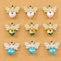 10pcs 17*16mm Crystal CZ Bee Charms Pendants for Jewelry Making DIY Earrings Necklace Bracelet Accessories Supplies