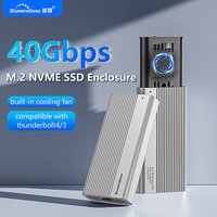 Blueendless USB4 40Gbps M.2 NVMe SSD Enclosure with Cooling Fan PCIe 4.0 Solid State Drive Case Compatible with Thunderbolt 4/3