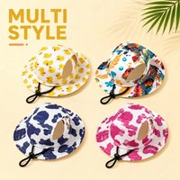 Adjustable Dog/Cat Hat with Ear Holes Cute Print Cap for Puppies Small Breeds Cats Sun Cap for Pet Outdoor Walking Pet Supplies