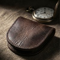 Handcrafted Distressed Leather Snap Coin Pouch - Unique Retro Change Holder, Artisanal Small Gift for Coins & Treasures
