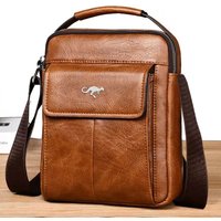 Breathable Lightweight Vintage Men's Shoulder Bag Stylish Zipper Leather Sling Purse for Work, Travel and Daily Commute