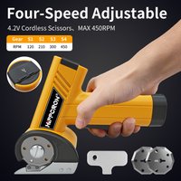 Sinovcle Electric Cordless Scissor 4.2v Four-Speed Adjustable 450rpm Fabric Cutting Machine With Battery