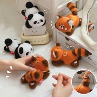Rotating Tail Panda Plush Keychain Stuffed Animal Panda Doll Pendant Cute Cartoon Raccoon Plush Keyring Best Gifts