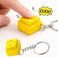 Mini Cheese Keyboard Clicker Keychain Fidget Button Stress Relief Keyring Toy Gift