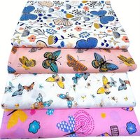 Fabric Square - 4-piece printed fabric for DIY crafts, patchwork, hand washing only floral pattern sewing fabric Pre-cut