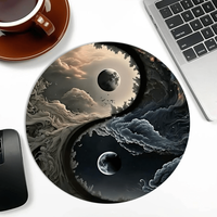 Celestial Yin Yang Moon Mouse Pad Round Desk Mat with Non-Slip Desk Mat Gaming Mat Desk Accessories Office Keyboard Mousepad