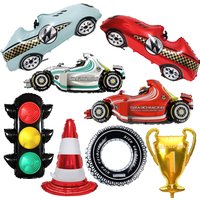 Large Cartoon Red Blue Racing Car Balloons Standing Safety Cone Boys Racing Car Theme Birthday Party Decor Kids Favor Gifts